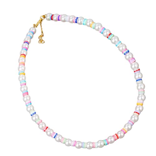 ULIJTH Elegante Halskette mit Kunstperlen, zierliche Kette für lässige oder formelle Outfits, hautfreundlich, leichtes Design, hautfreundlich, Kunstperlenkette, Einheitsgröße, Wie beschrieben, Wie von ULIJTH