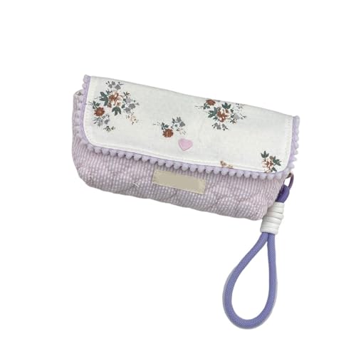 ULIJTH Federmäppchen mit Blumendruck, mit Umhängeband, tragbar, großes Fach, Federmäppchen, Reise-Kosmetiktasche für Damen und Mädchen, a von ULIJTH