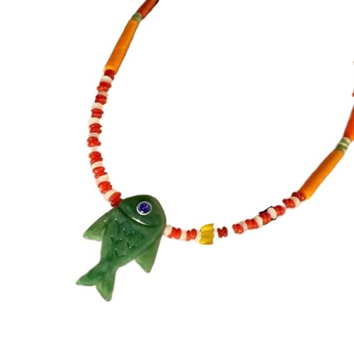 ULIJTH Halskette mit Fisch-Anhänger aus klarem Glas, Meeresmotiv, Schlüsselbein-Kette, perfekter klarer Kristallschmuck, Einheitsgröße, Wie beschrieben, Wie beschrieben von ULIJTH