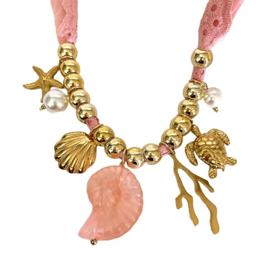 ULIJTH Handgefertigte Keramik-Marine-Charm-Anhänger, Halskette, Schmuck, detaillierte Textur, 40 cm + 5 cm, verstellbare Kette für Damen, lässiger und formeller Schmuck, Geschenk von ULIJTH