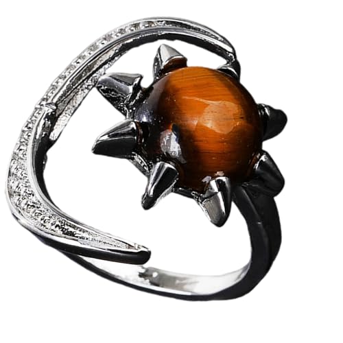 ULIJTH Handgefertigter Mond-Stern-Kristall-Ring, verstellbarer Schmuck für Damen, modisches Accessoire, Stern-Mond-Symbol, Einheitsgröße, Wie beschrieben, Wie beschrieben von ULIJTH