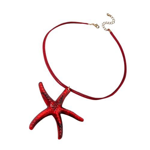ULIJTH Künstlerische Halskette aus Kunstharz, Seestern, inspirierter Schmuck, Schlüsselbeinkette, Urlaubszubehör, gewebtes Seil, Küstenhalskleidung von ULIJTH