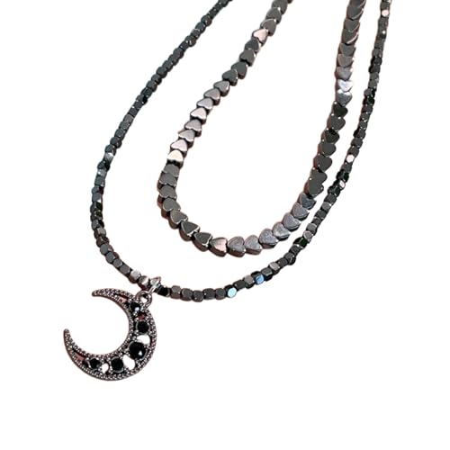 ULIJTH Layer-Gothic-Mond- und Stern-Halskette, stapelbar, kurze Ketten für Damen, eleganter himmlischer Schmuck in Metalllegierung, Choker-Halskette für Frauen, Einheitsgröße, Wie beschrieben, Wie von ULIJTH