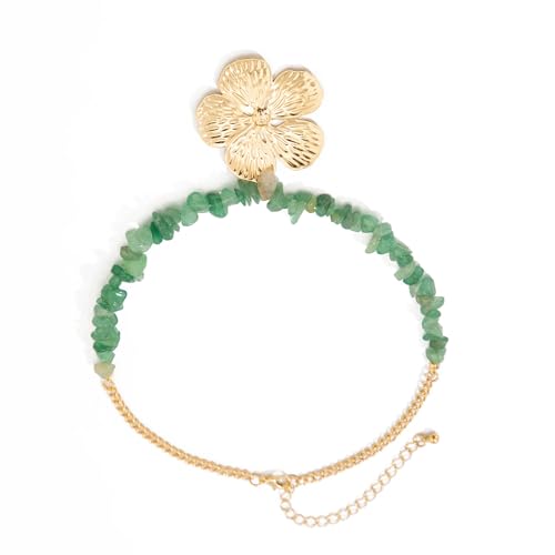 ULIJTH Leichte Halskette mit fünf Blütenblättern, mit Steinen verzierter Anhänger, verstellbare Kette zum Lagern von fünf Blütenblättern, Modeschmuck von ULIJTH