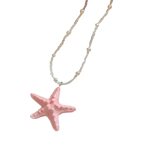 ULIJTH Mehrfarbige Sommer-Halskette mit Seestern-Anhänger, zierlicher Schmuck, leicht, Strandurlaub-Accessoire für Damen, Badeanzug, passende Urlaubs-Halskette, Einheitsgröße, Wie beschrieben, Wie von ULIJTH