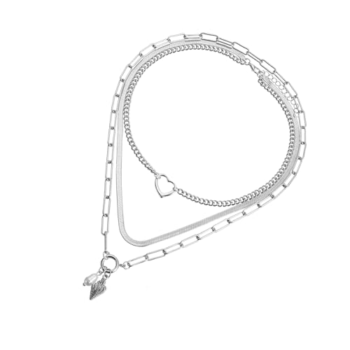 ULIJTH Moderne Halskette mit Herz-Anhänger, stilvolle Kette, Muschel- und Herzschmuck, geeignet für Mode-Enthusiasten, stilvolles Party- und Strand-Accessoire von ULIJTH