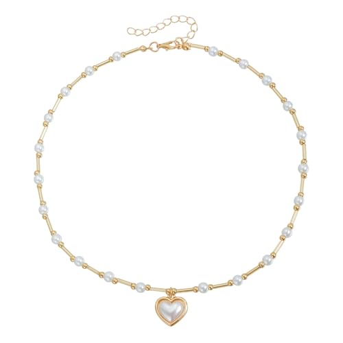 ULIJTH Moderne Halskette mit gemischten Charm-Perlen, verstellbare Kette, Schlüsselbein, Schmuck, süße und kantige Halskette, zierliche Liebesparty-Halskette, Einheitsgröße, Wie beschrieben, Wie von ULIJTH