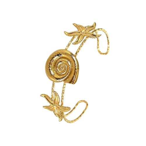 ULIJTH Openable Beach Themed Seestern Conch Charm Wrist Jewelry Stainless Steel Adjustable Armreif For Daily Wear Shell Sun Charm, Einheitsgröße, Wie beschrieben von ULIJTH