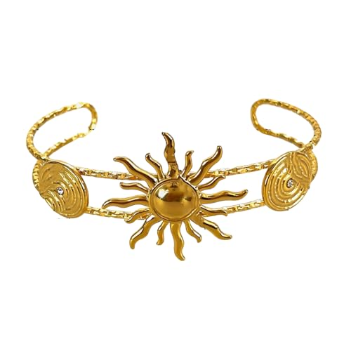 ULIJTH Openable Beach Themed Seestern Conch Charm Wrist Jewelry Stainless Steel Adjustable Armreif For Daily Wear Shell Sun Charm, Einheitsgröße, Wie beschrieben von ULIJTH