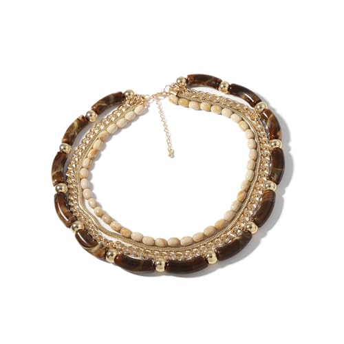 ULIJTH Retro Multi Layer Bambus Kettenkette Für Frauen Mode Schlüsselbeinkette Einstellbare Länge Neckchain Party Wear Schmuck Schmuck von ULIJTH