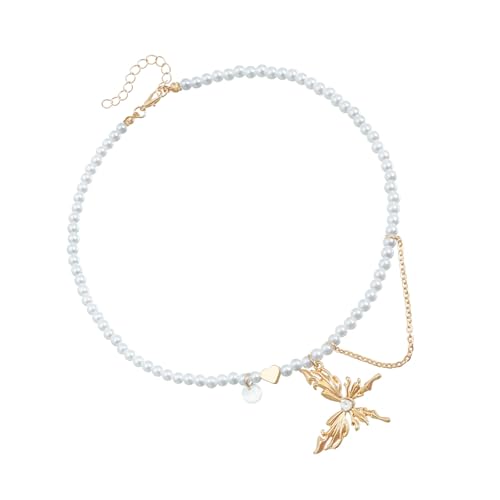 ULIJTH Schmetterlings-Herzform, Zirkonia, Perlen, Fransen, elegante Legierung, Halskette für Damen, stilvoller täglicher Schmuck, Geschenk, Schlüsselbeinkette ULIJTH Schmetterlings-Herzform, Zirkonia, Perlen, Fransen, elegante Legierung, Halskette für Damen, stilvoller täglicher Schmuck, Geschenk, Schlüsselbeinkette von ULIJTH