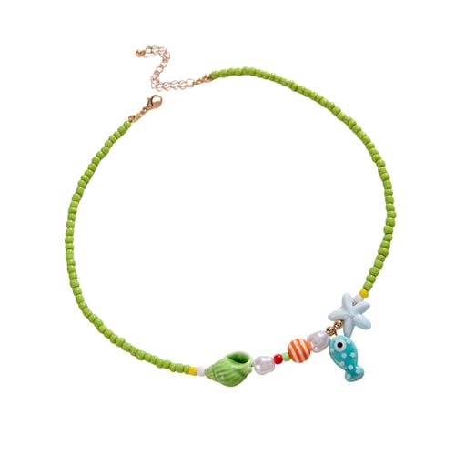 ULIJTH Seestern-Anhänger, Perlen, Halskette, verstellbare Länge, tragbarer Schmuck für Strandurlaub und Partys, Strandschmuck, Seesterne, Muschel, Einheitsgröße, Wie beschrieben, Wie beschrieben von ULIJTH