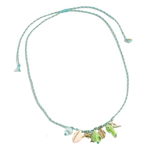ULIJTH Sommer-Halskette mit Seestern-Anhänger aus Keramik mit heller, bunter Seilkette, verstellbar, für Damen, Urlaubsschmuck, lebendiger Muschelschmuck, Einheitsgröße, Wie beschrieben, Wie von ULIJTH