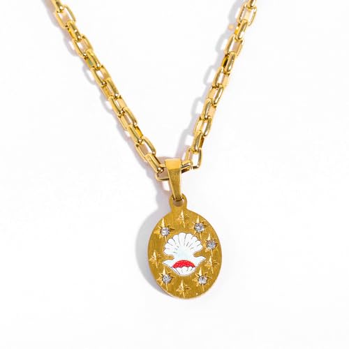 ULIJTH Stilvolle, handgefertigte Halskette mit Pfirsichblumen, handbemalt, unterstreicht Ihr modisches Statement von ULIJTH