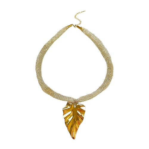 ULIJTH Stilvolle Halskette mit Blatt-/Muschel-/Sonnenanhänger, mit gestrickter Netzkette für Damen, leicht, künstlerischer Schmuck, Geschenk, leichte Geschenk-Halskette für Anlässe, Einheitsgröße, Wie von ULIJTH