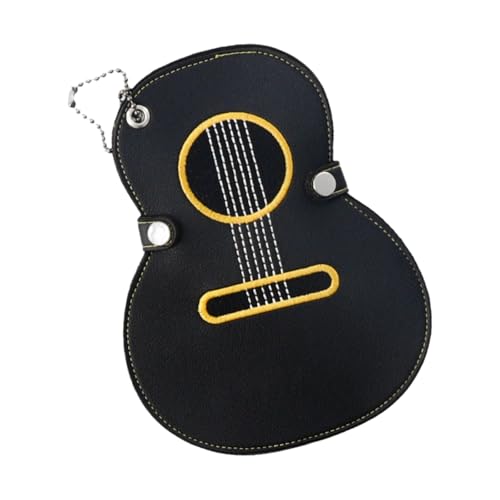 ULIJTH Stilvoller bestickter Gitarrenplektrum-Organizer, PU-Leder-Plektrum-Aufbewahrungstasche mit mehreren Steckplätzen für Musikzubehör, Schwarz von ULIJTH