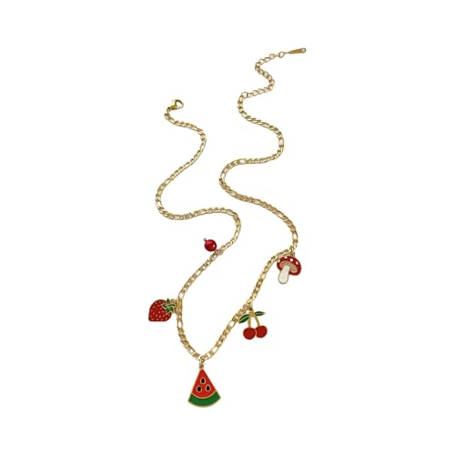 ULIJTH Trendige Halskette mit süßem Obst-Design, flexible Länge, leichte Kette, ideal für den täglichen Gebrauch, modisches vielseitiges Accessoire, Einheitsgröße, Wie beschrieben, Wie beschrieben von ULIJTH