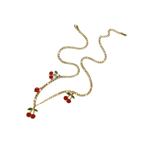 ULIJTH Trendige Halskette mit süßem Obst-Design, flexible Länge, leichte Kette, ideal für den täglichen Gebrauch, modisches vielseitiges Accessoire, Einheitsgröße, Wie beschrieben, Wie beschrieben von ULIJTH