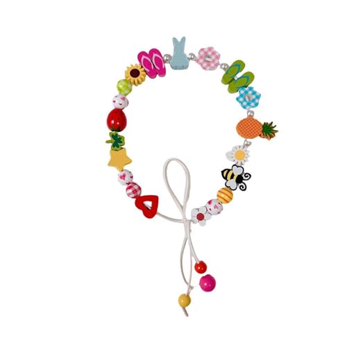 ULIJTH Verspielte mehrfarbige Perlen-Halskette, floraler Akzent, verstellbare Schlüsselbeinkette, leicht, handgefertigt, Strandschmuck, Party, Strand-Halskette von ULIJTH