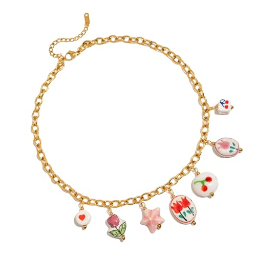 ULIJTH Verstellbare Keramikperlen-Halskette mit stabiler Edelstahl-Kette, elegantes Schmuckgeschenk, verstellbare Perlen-Schmuck-Halskette, Einheitsgröße, Wie beschrieben, Wie beschrieben ULIJTH Verstellbare Keramikperlen-Halskette mit stabiler Edelstahl-Kette, elegantes Schmuckgeschenk, verstellbare Perlen-Schmuck-Halskette, Einheitsgröße, Wie beschrieben, Wie beschrieben von ULIJTH