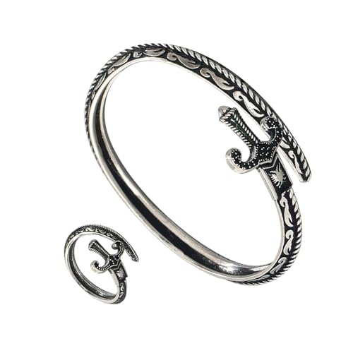 Unisex-Schwerter-Design, verstellbare Ringe und Armreif, Retro-Stil, Legierung, Schmuck-Accessoire zum Verschenken, Retro, Unisex und Armreif-Combo von ULIJTH