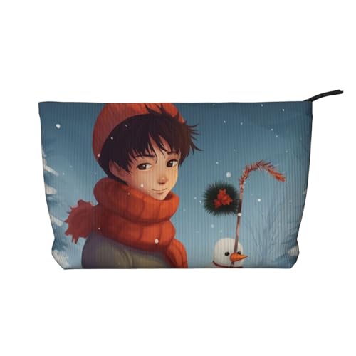 Make-up-Tasche aus Cord mit Mohnblumen-Druck, für Reisen und den täglichen Gebrauch, stilvolle Tasche, Geldbörse, Kosmetiktasche, Organizer für Damen, Frohe Weihnachten Cartoon, Einheitsgröße von ULKMFFCF
