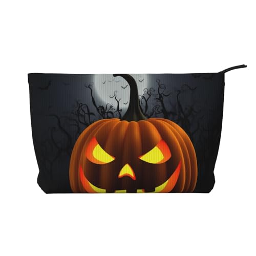 Make-up-Tasche aus glänzendem silberfarbenem Glitzer, für Reisen und den täglichen Gebrauch, stilvolle Tasche, Geldbörse, Kosmetiktasche, Organizer für Damen, Halloween-Mond, Einheitsgröße von ULKMFFCF