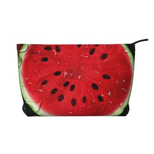 Make-up-Tasche aus glänzendem silberfarbenem Glitzer, für Reisen und den täglichen Gebrauch, stilvolle Tasche, Geldbörse, Kosmetiktasche, Organizer für Damen, Rote Wassermelone, Einheitsgröße von ULKMFFCF