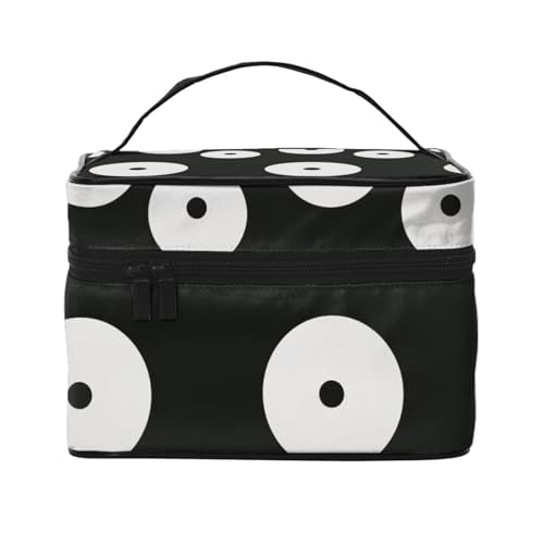 Make-up-Tasche für Damen, tragbar, Reise-Kosmetiktasche, Make-up-Tasche, Kosmetiktasche, Kosmetiktasche, Kosmetiktasche, Kosmetiktasche mit Innentasche und Griff, Schwarz und Weiß Make-up-Tasche für Damen, tragbar, Reise-Kosmetiktasche, Make-up-Tasche, Kosmetiktasche, Kosmetiktasche, Kosmetiktasche, Kosmetiktasche mit Innentasche und Griff, Schwarz und Weiß von ULKMFFCF