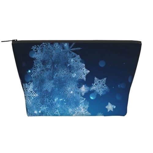 Make-up-Tasche mit Weihnachts-Schneeflocken-Druck, trapezförmig, für Damen und Mädchen, große Kapazität, tragbare Reise-Kosmetiktasche, Make-up-Tasche, Organizer, Schwarz , Einheitsgröße, von ULKMFFCF
