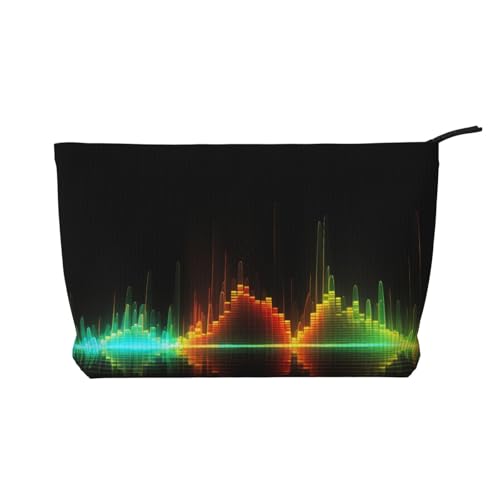 Make-up-Tasche mit goldener Ananas-Aufschrift, aus Kordsamt, für Reisen und den täglichen Gebrauch, stilvolle Tasche, Geldbörse, Kosmetiktasche, Organizer für Damen, Coole Musik-Soundwelle von ULKMFFCF