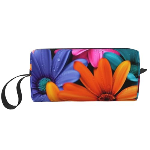 Make-up-Tasche mit niedlichem Schneemann-Druck, für Damen und Mädchen, tragbare Reise-Kosmetiktasche, Make-up-Tasche, Organizer mit Griff, Mehrfarbiges Blumenmuster, Einheitsgröße, Kosmetiktasche von ULKMFFCF