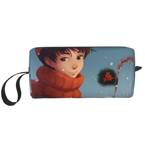 Make-up-Tasche mit pinkem Flamingo-Ananas-Druck, für Damen und Mädchen, tragbare Reise-Kosmetiktasche, Make-up-Tasche, Organizer mit Griff, Frohe Weihnachten Cartoon, Einheitsgröße, Kosmetiktasche von ULKMFFCF