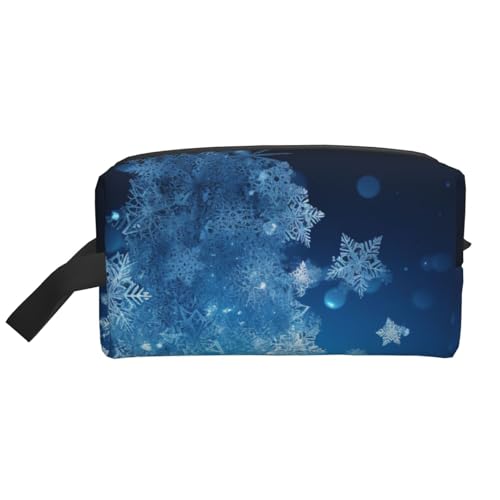 Tragbare Make-up-Tasche mit Weihnachts-Schneeflocken-Druck, für Damen und Mädchen, großes Fassungsvermögen, Reise-Kosmetiktasche, Make-up-Tasche, Organizer mit Griff, weiß, Einheitsgröße, von ULKMFFCF