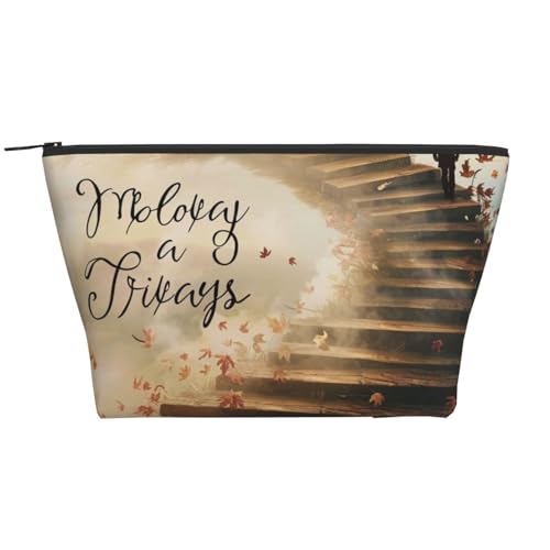 Trapez-Make-up-Tasche mit inspirierenden Zitaten für Damen und Mädchen, große Kapazität, tragbare Reise-Kosmetiktasche, Make-up-Tasche, Schwarz , Einheitsgröße, Kosmetiktasche von ULKMFFCF