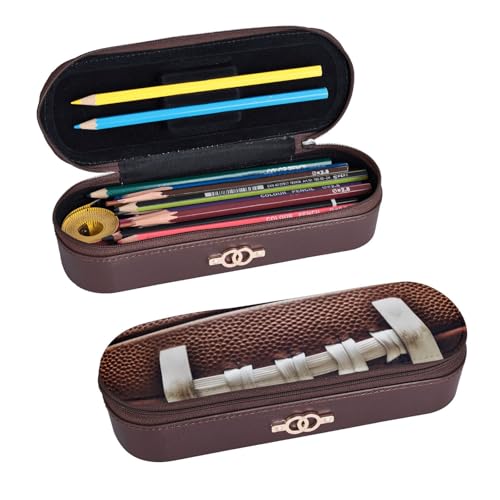 ULKMFFCF American Football Federmäppchen mit Schnürsenkeln, bedruckt, aus PU-Leder, für Studenten, Schreibwaren, Federmäppchen mit Reißverschluss, für Schule, Büro, Reisen und Make-up, Schwarz , von ULKMFFCF