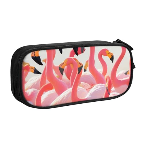 ULKMFFCF Bedrucktes Federmäppchen mit Flamingo-Party-Motiv, Schwarz – niedliche Schüler-Schreibwaren-Tasche mit Reißverschluss für Schule, Büro, Reisen und Make-up, Schwarz , Einheitsgröße von ULKMFFCF