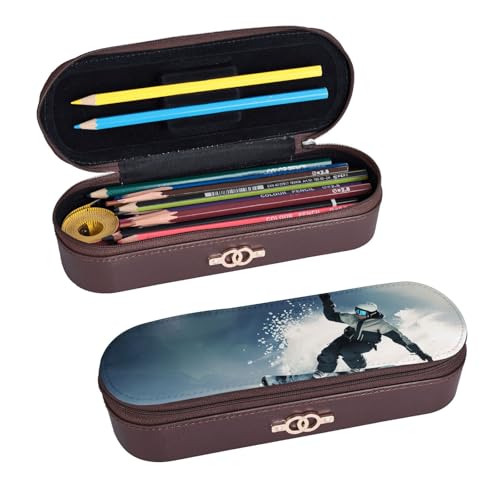 ULKMFFCF Bedrucktes Hartschalen-Federmäppchen mit Snowboard-Motiv – PU-Leder, Studenten, Schreibwaren-Tasche, Stiftebox mit Reißverschluss, für Schule, Büro, Reisen und Make-up, Schwarz , ULKMFFCF Bedrucktes Hartschalen-Federmäppchen mit Snowboard-Motiv – PU-Leder, Studenten, Schreibwaren-Tasche, Stiftebox mit Reißverschluss, für Schule, Büro, Reisen und Make-up, Schwarz , von ULKMFFCF
