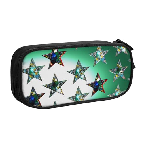 ULKMFFCF Federmäppchen, Motiv: Sterne, Motiv: Sterne, bedruckt, Schwarz – niedliche Schüler-Schreibwaren-Tasche mit Reißverschluss für Schule, Büro, Reisen und Make-up, Schwarz , Einheitsgröße von ULKMFFCF