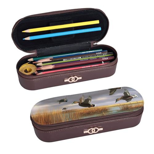 ULKMFFCF Federmäppchen mit 8 bedruckten Hartschalen-Federmäppchen aus PU-Leder für Studenten, Schreibwaren, Stiftebox mit Reißverschluss, für Schule, Büro, Reisen und Make-up, Schwarz , Einheitsgröße, von ULKMFFCF