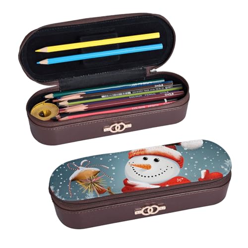 ULKMFFCF Federmäppchen mit Aufschrift "Merry Christmas", bedruckt, aus PU-Leder, für Studenten, Schreibwaren, Federmäppchen mit Reißverschluss, für Schule, Büro, Reisen und Make-up, Schwarz , von ULKMFFCF