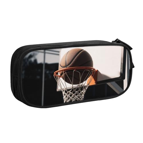 ULKMFFCF Federmäppchen mit Basketball-Motiv, bedruckt, Schwarz – niedliche Schüler-Schreibwaren-Tasche mit Reißverschluss für Schule, Büro, Reisen und Make-up, Schwarz , Einheitsgröße, Schulranzen von ULKMFFCF