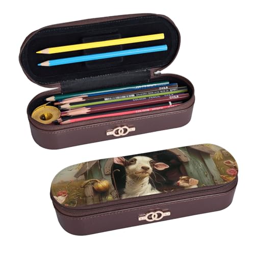 ULKMFFCF Federmäppchen mit Bauernhoftier-Motiv, bedrucktes Hartschalen-Federmäppchen – PU-Leder, Studenten, Schreibwaren-Tasche, Stiftebox mit Reißverschluss, für Schule, Büro, Reisen und Make-up, von ULKMFFCF