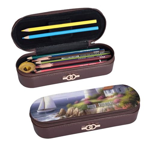 ULKMFFCF Federmäppchen mit Diamant-Malerei, bedrucktes Hartschalen-Federmäppchen – PU-Leder, Studenten, Schreibwaren-Tasche, Stiftebox mit Reißverschluss, für Schule, Büro, Reisen und Make-up, Schwarz von ULKMFFCF