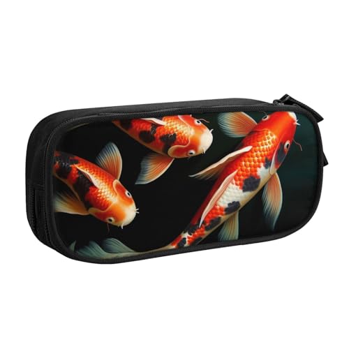 ULKMFFCF Federmäppchen mit Fischmotiv, bedruckt, Schwarz – niedliche Schüler-Schreibwaren-Tasche mit Reißverschluss für Schule, Büro, Reisen und Make-up, Schwarz , Einheitsgröße, Schulranzen von ULKMFFCF