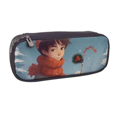 ULKMFFCF Federmäppchen mit Flamingo-Ananas-Motiv, für Jungen und Mädchen, PU-Leder, niedliches Schreibwarenetui für Schule, Büro, Reisen, Make-up, Frohe Weihnachten Cartoon, Einheitsgröße, Schulranzen von ULKMFFCF