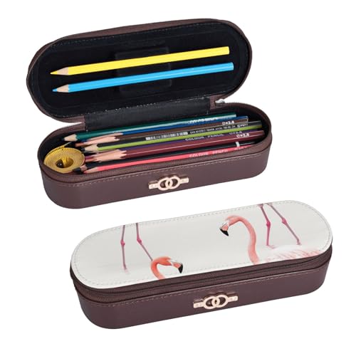 ULKMFFCF Federmäppchen mit Flamingo im Wasser, bedruckt, Hartschale, Stiftetasche – PU-Leder, Studenten, Schreibwaren-Tasche, Stiftebox mit Reißverschluss, für Schule, Büro, Reisen und Make-up, von ULKMFFCF