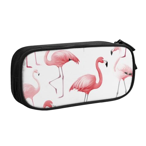 ULKMFFCF Federmäppchen mit Flamingos auf weißem Druck, Schwarz – niedliche Schüler-Schreibwaren-Tasche mit Reißverschluss für Schule, Büro, Reisen und Make-up, Schwarz , Einheitsgröße, Schulranzen von ULKMFFCF
