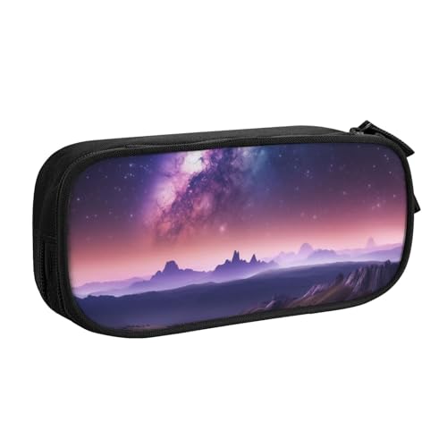 ULKMFFCF Federmäppchen mit Galaxie-Stern-Hills-Motiv, bedruckt, Schwarz – niedliche Schüler-Schreibwaren-Tasche mit Reißverschluss für Schule, Büro, Reisen und Make-up, Schwarz , Einheitsgröße von ULKMFFCF
