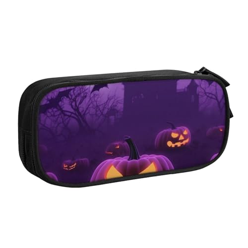 ULKMFFCF Federmäppchen mit Halloween-Horror-Motiv, schwarz, niedliches Federmäppchen für Studenten, Schreibwaren, Federmäppchen mit Reißverschluss, für Schule, Büro, Reisen und Make-up, Schwarz von ULKMFFCF